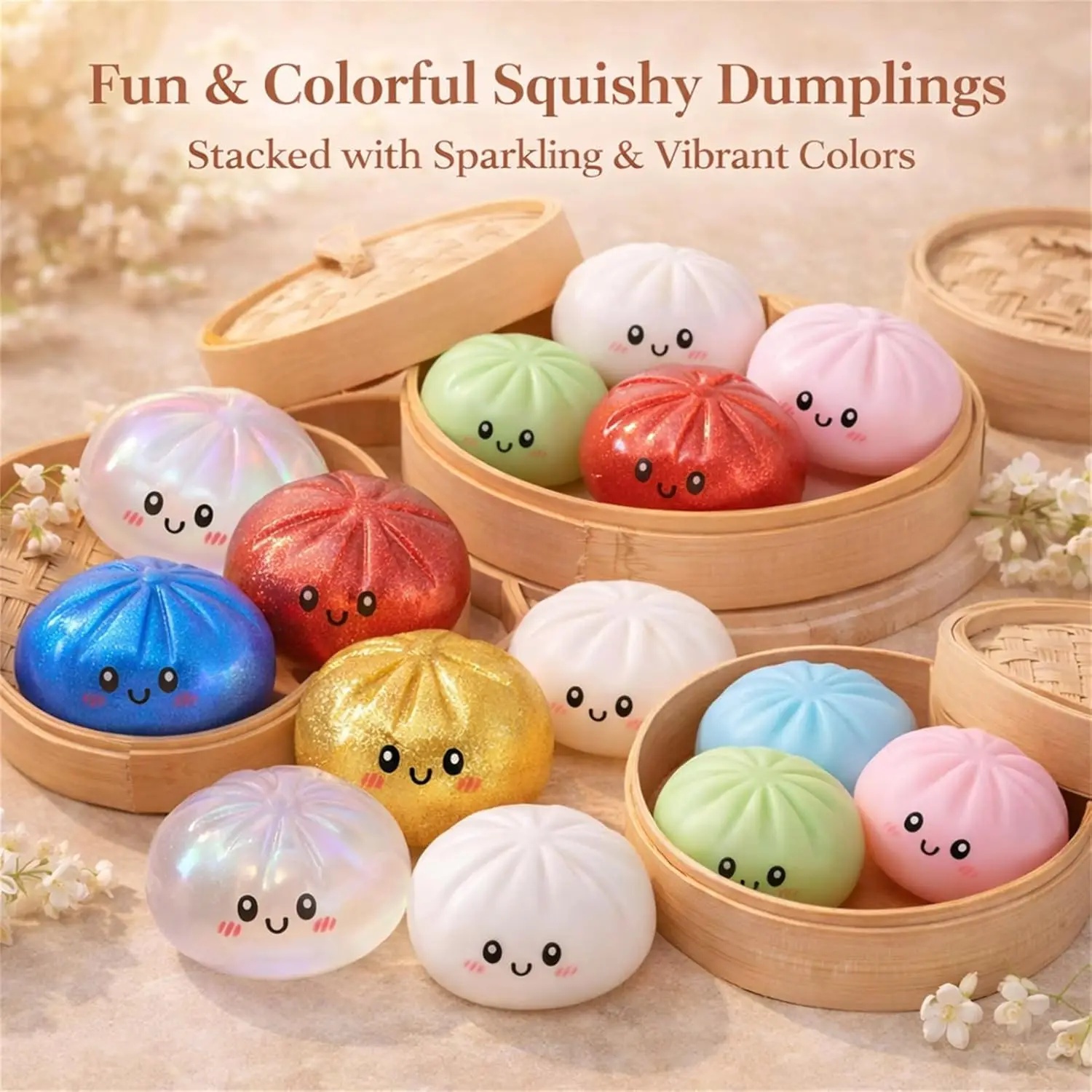 Outdoor Sports Accessories - Mini Brokatowy Dumpling Squishy z Pudełkiem,