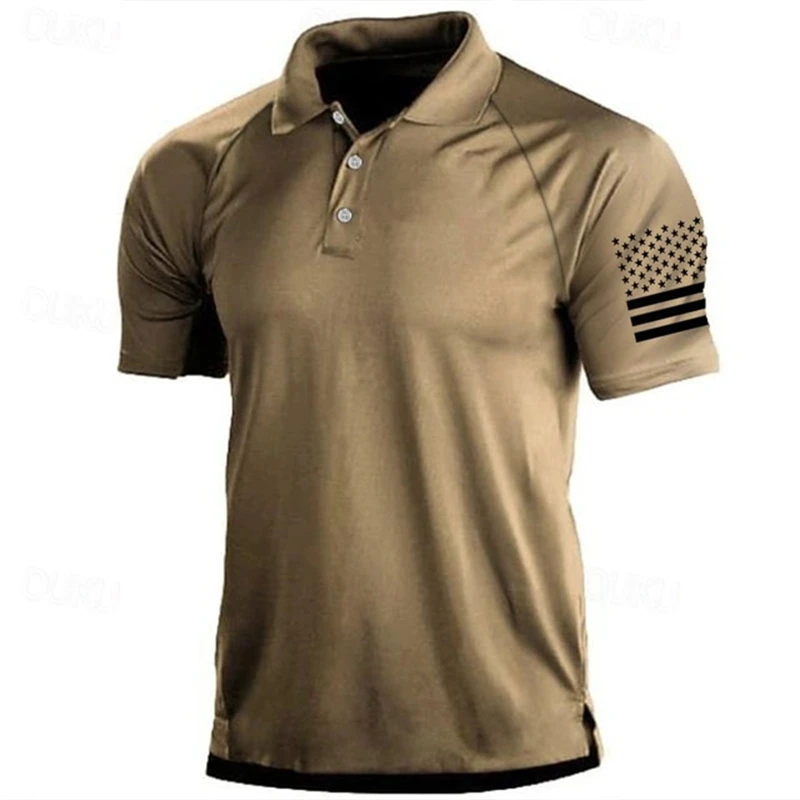 Outdoor Sport Usa - Męska koszulka polo z nadrukiem flagi
