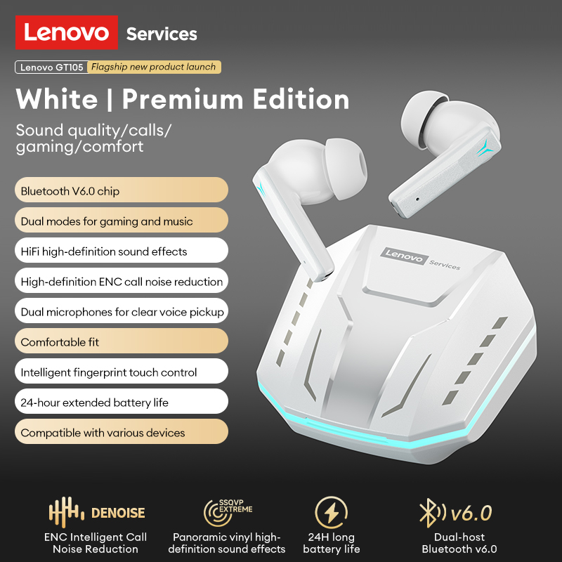 Outdoor Sport Doo - Lenovo GT105 słuchawki gamingowe Bluetooth 6.0